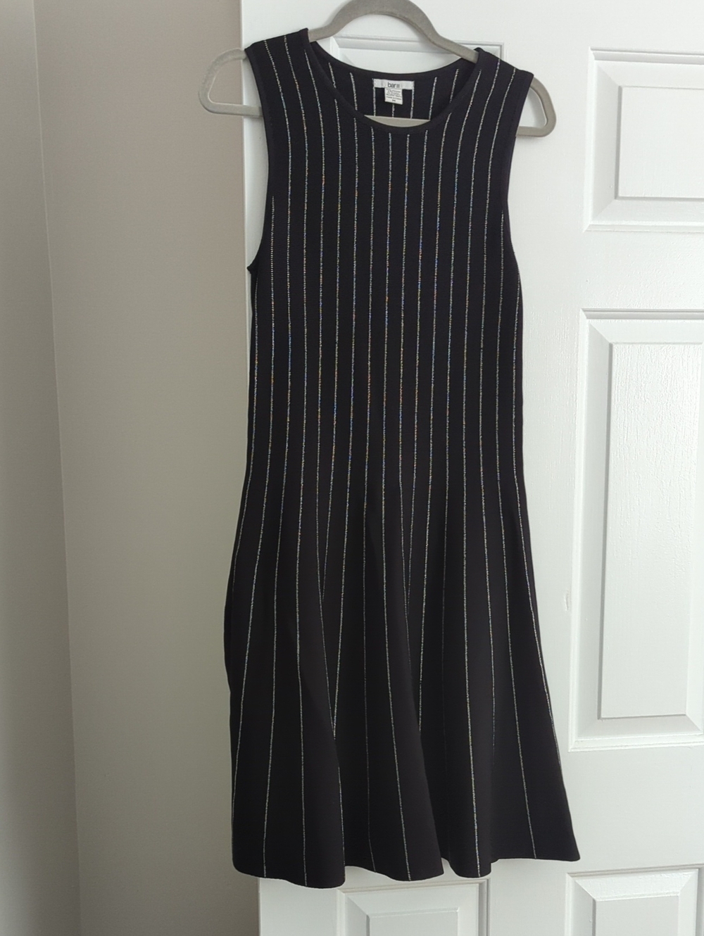 Bar III Black Sleeveless Pinstripe Midi Dress
